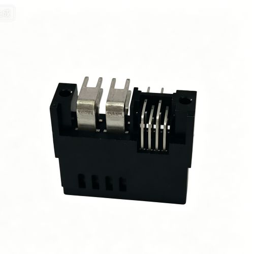大电流母座2X2P 5.08电源+1.27信号连接器 卧式 Au10u"  BLACK