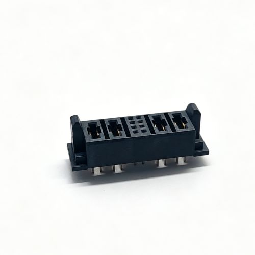 5.0mm电源+2.0信号DIP180°左边2PIN电源+8PIN信号+右边2PIN电源半金锡10u"高温料母座黑色
